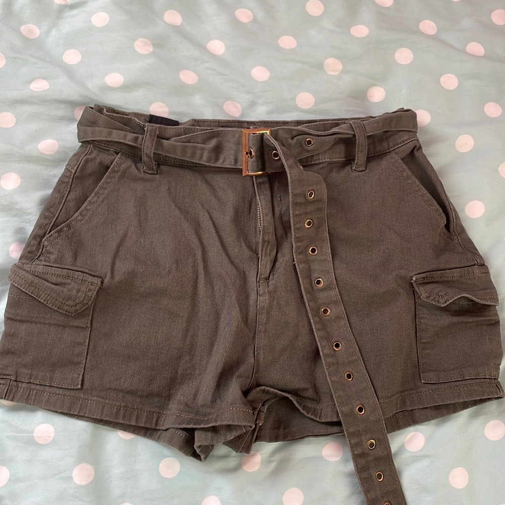 Green cargo shorts